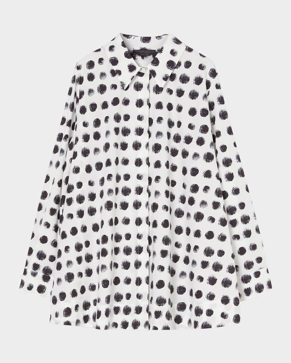 Plus Size Nilo Polka Dot Cotton Poplin Shirt